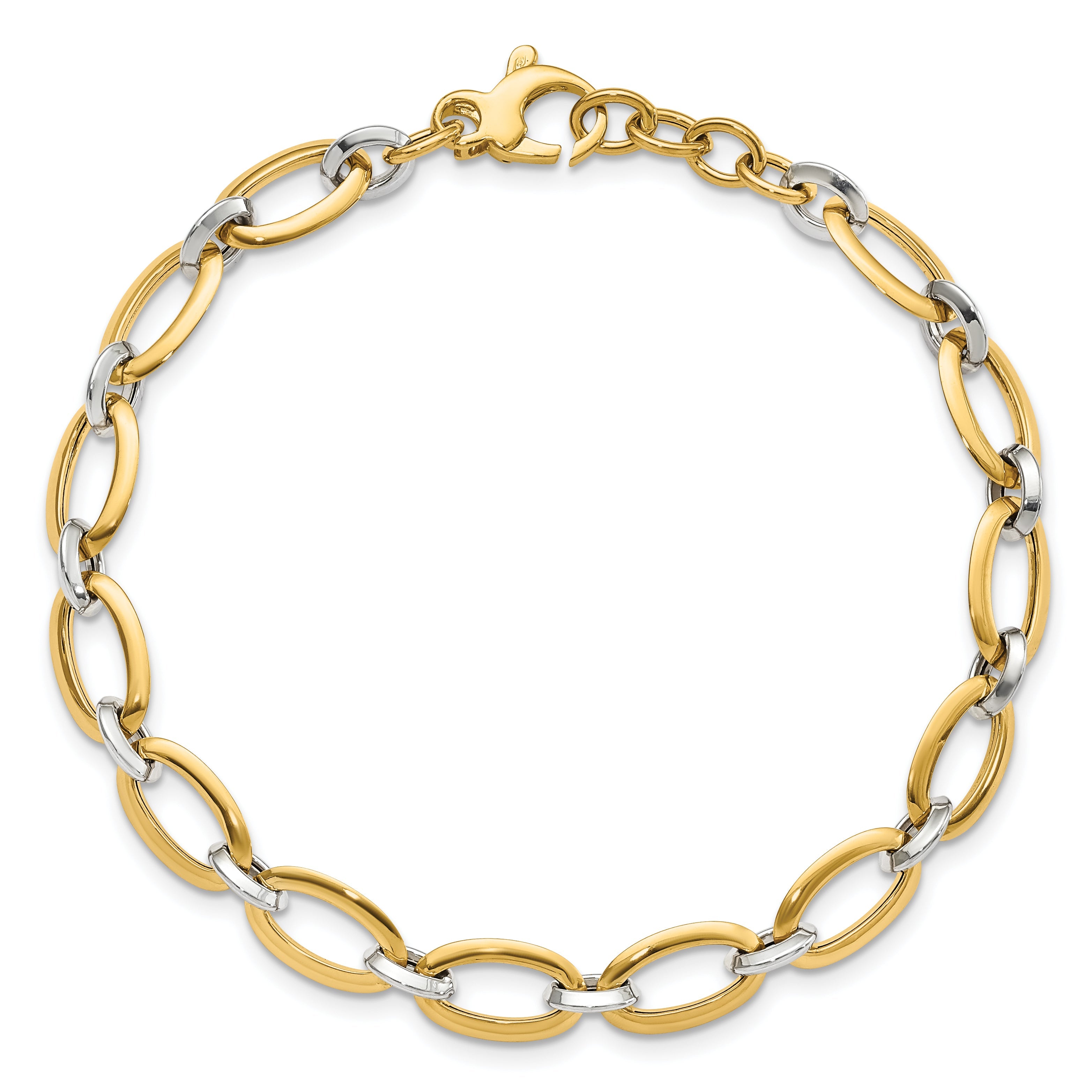 14K Two Tone Polished W/.5In Ext. Bracelet