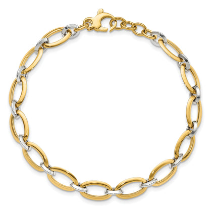 14K Two Tone Polished W/.5In Ext. Bracelet