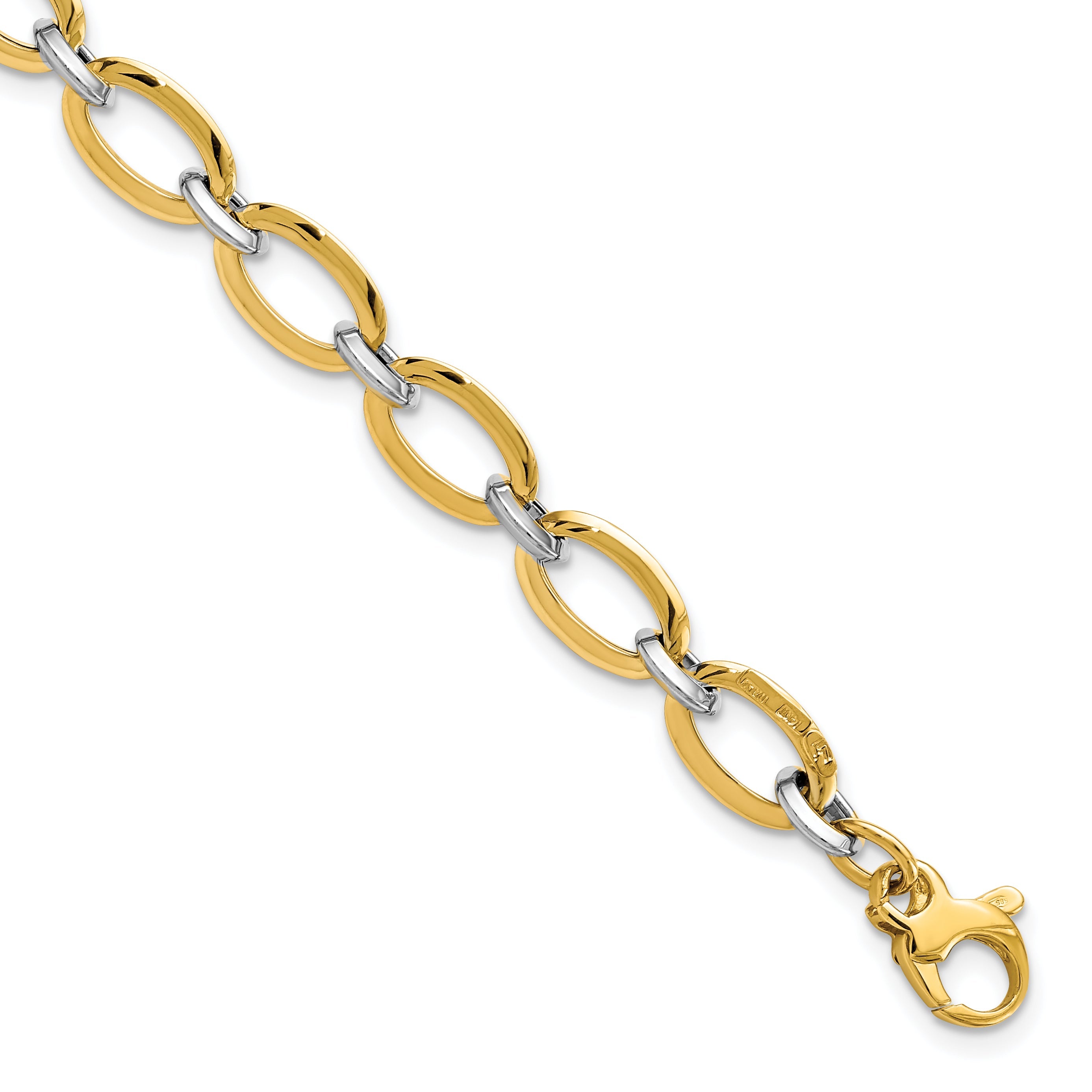 14K Two Tone Polished W/.5In Ext. Bracelet