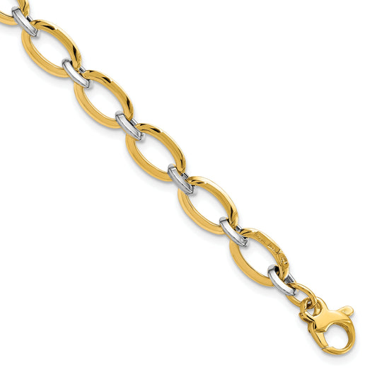 14K Two Tone Polished W/.5In Ext. Bracelet
