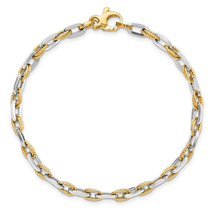 14K Two Tone Polished D/C Bracelet