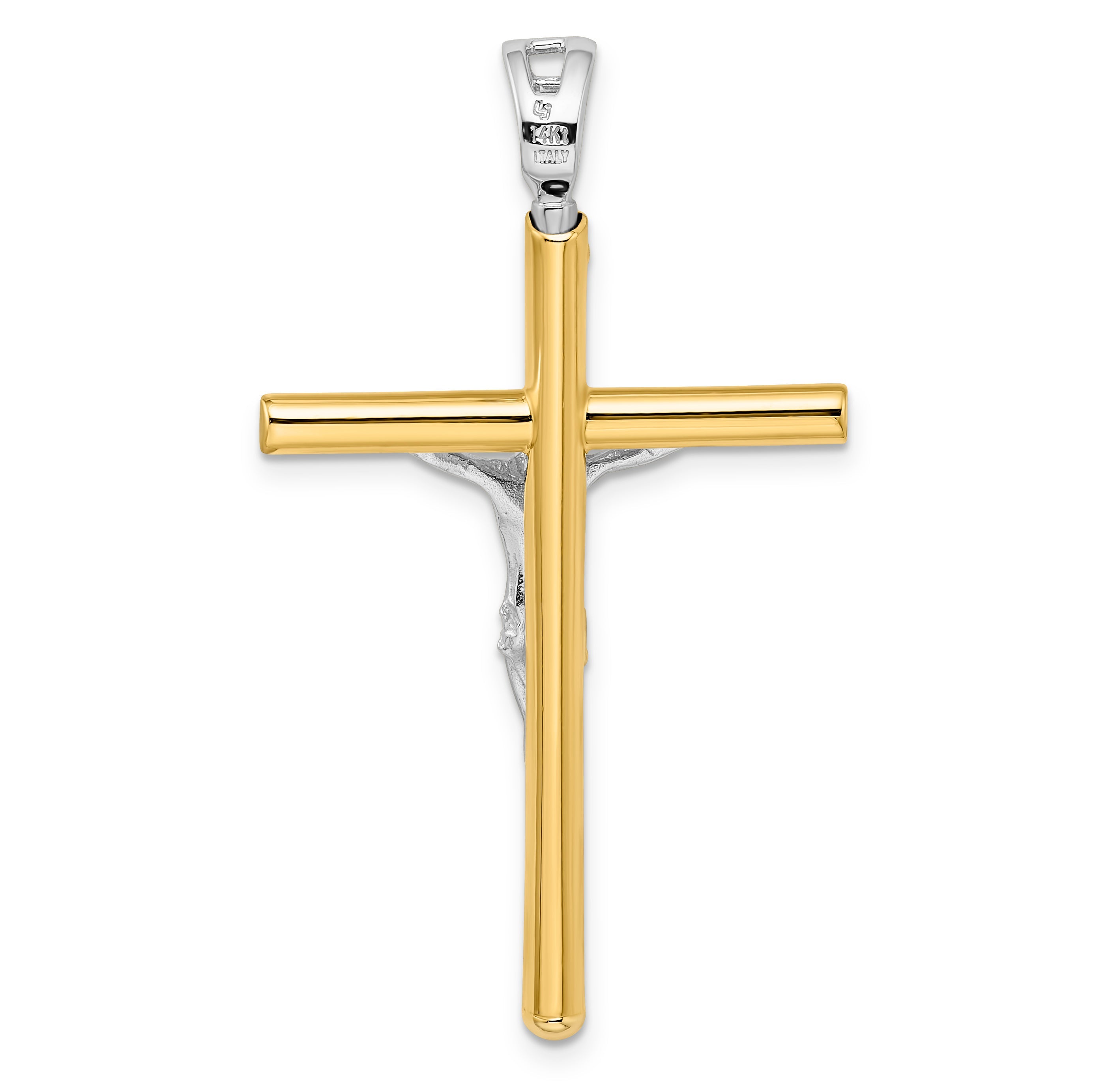 14K Two Tone Crucifix Pendant
