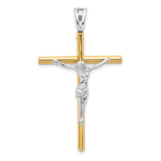 14K Two Tone Crucifix Pendant