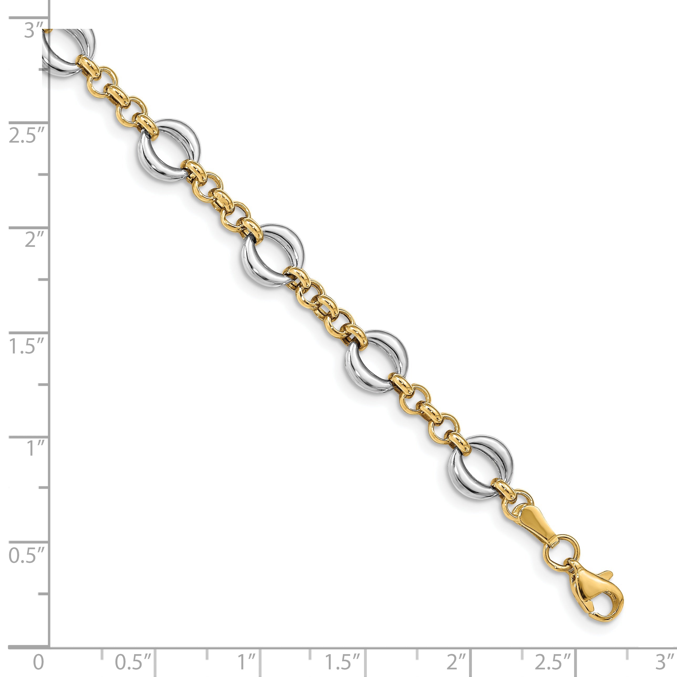 14K Two Tone Polished Fancy Link Bracelet