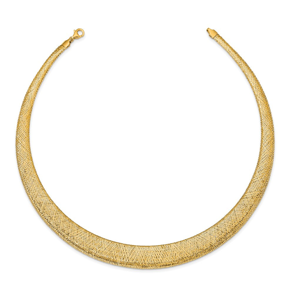 14K Yellow Gold Polished/Textured Stretch Necklace
