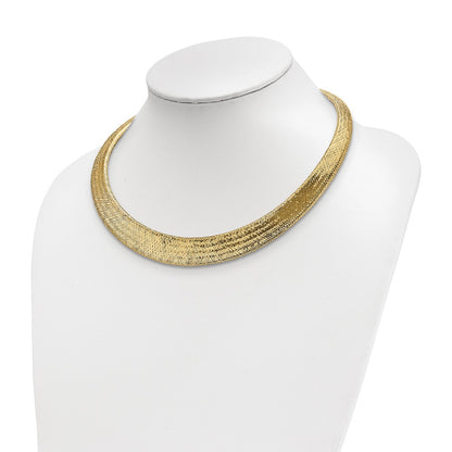 14K Yellow Gold Polished/Textured Stretch Necklace