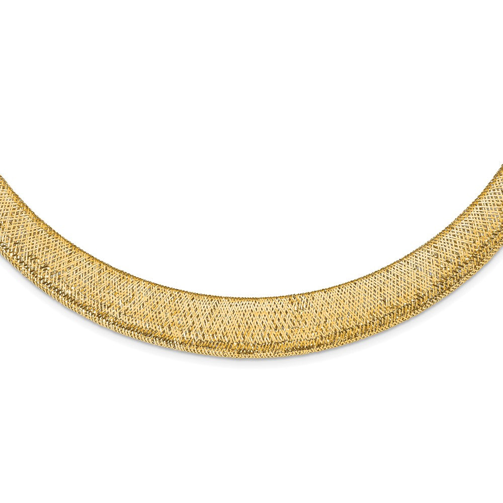 14K Yellow Gold Polished/Textured Stretch Necklace