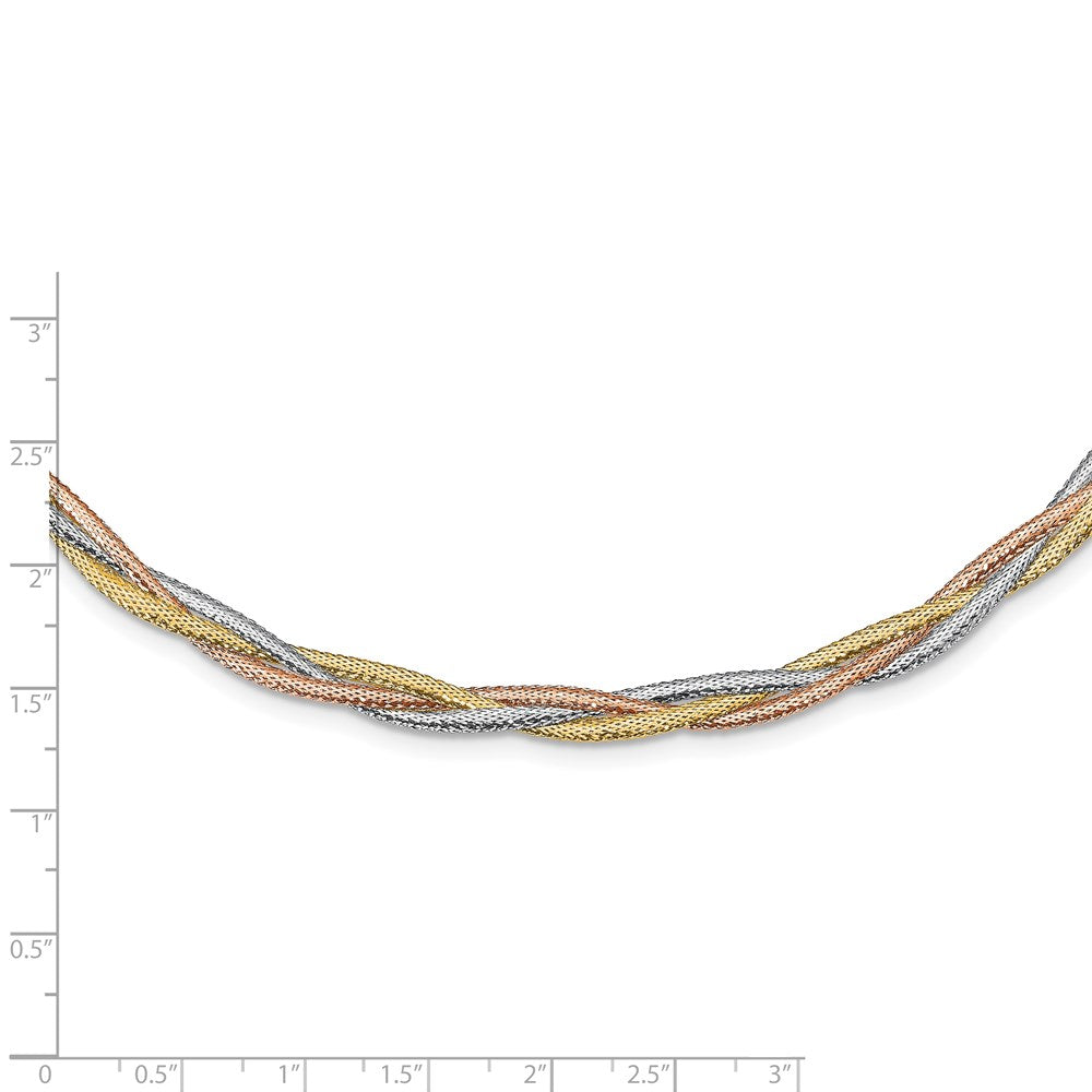 14K Yellow & Rhodium Wht Rhodium/Rose Gold Plat Polished Mesh Necklace