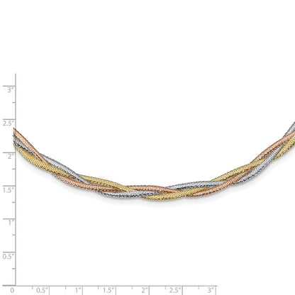 14K Yellow & Rhodium Wht Rhodium/Rose Gold Plat Polished Mesh Necklace