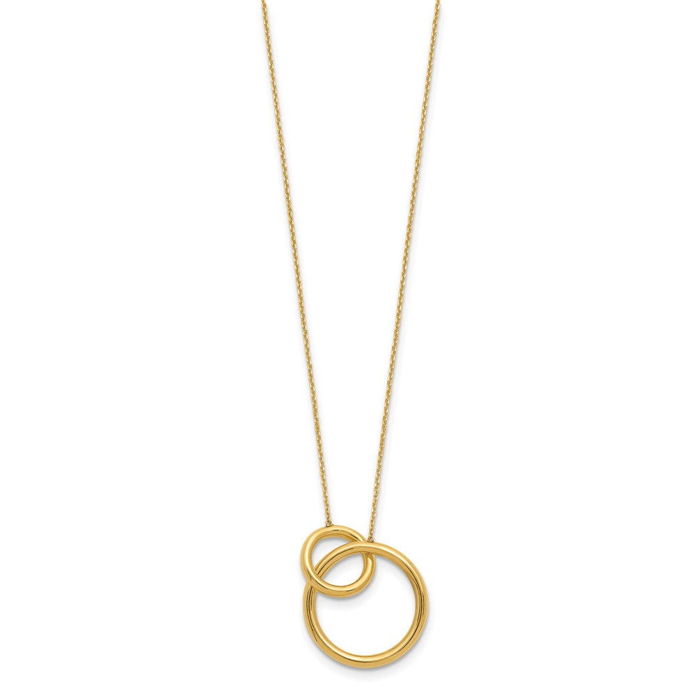 14K Yellow Gold Polished Circles 17 Inch With 2 Extender Necklace