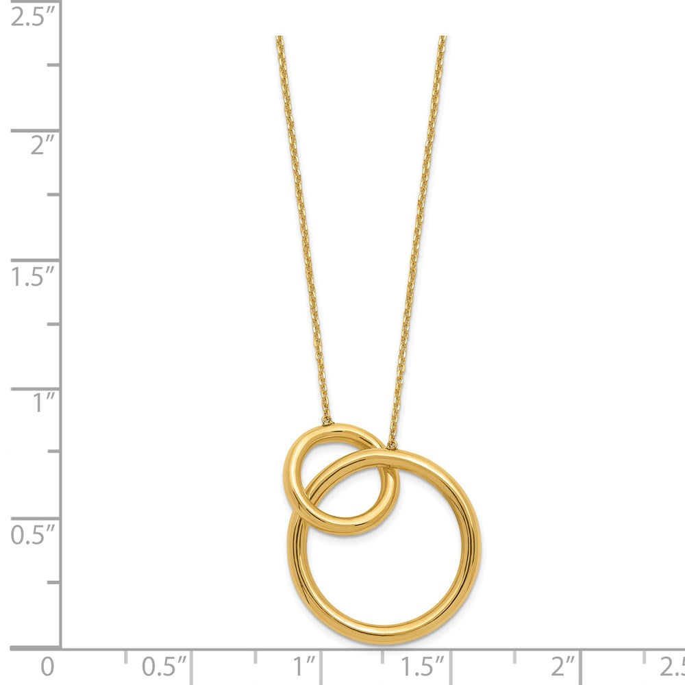 14K Yellow Gold Polished Circles 17 Inch With 2 Extender Necklace