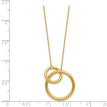 14K Yellow Gold Polished Circles 17 Inch With 2 Extender Necklace