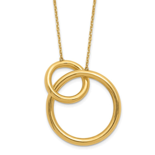 14K Yellow Gold Polished Circles 17 Inch With 2 Extender Necklace