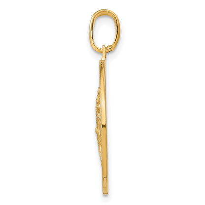 14K Yellow Gold Polished And Satin Round St. Christopher Pendant