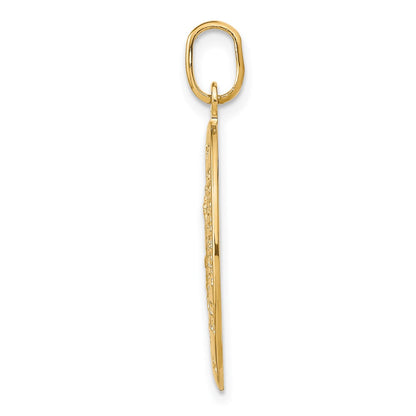 14K Yellow Gold Polished And Satin Oval St. Christopher Pendant