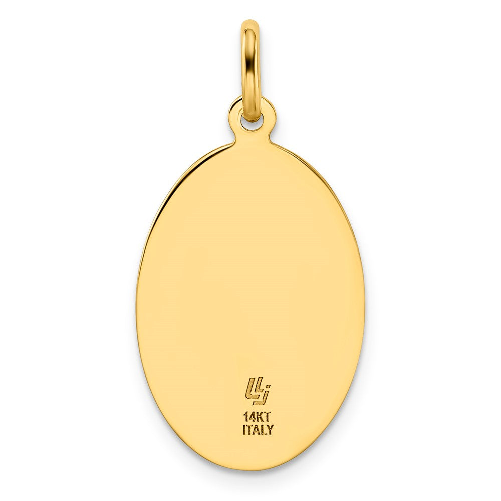14K Yellow Gold Polished And Satin Oval St. Christopher Pendant