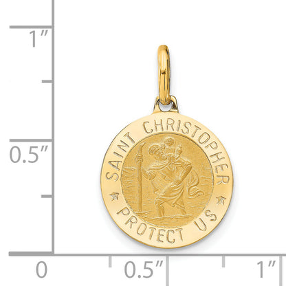 14K Yellow Gold Polished And Satin Round St. Christopher Pendant