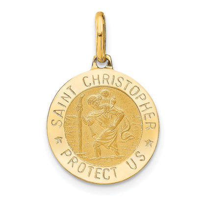 14K Yellow Gold Polished And Satin Round St. Christopher Pendant
