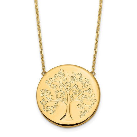 14K Yellow Gold Polished Tree Of Life Necklace