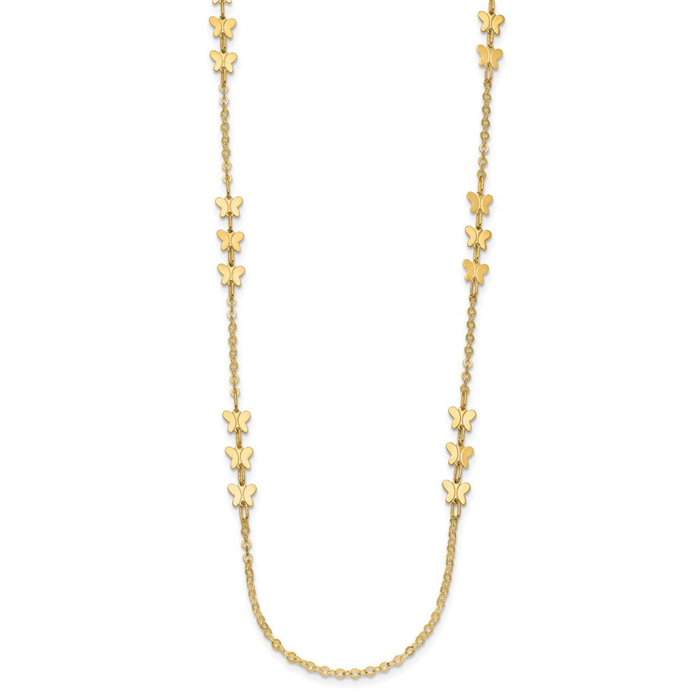 14K Yellow Gold Polished Butterfly Necklace