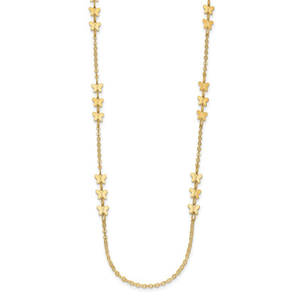 14K Yellow Gold Polished Butterfly Necklace
