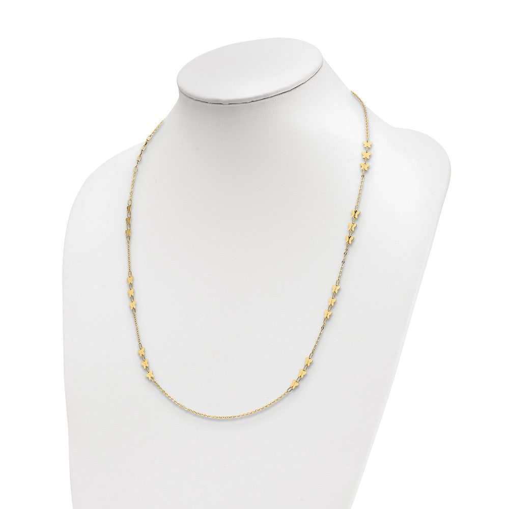 14K Yellow Gold Polished Butterfly Necklace