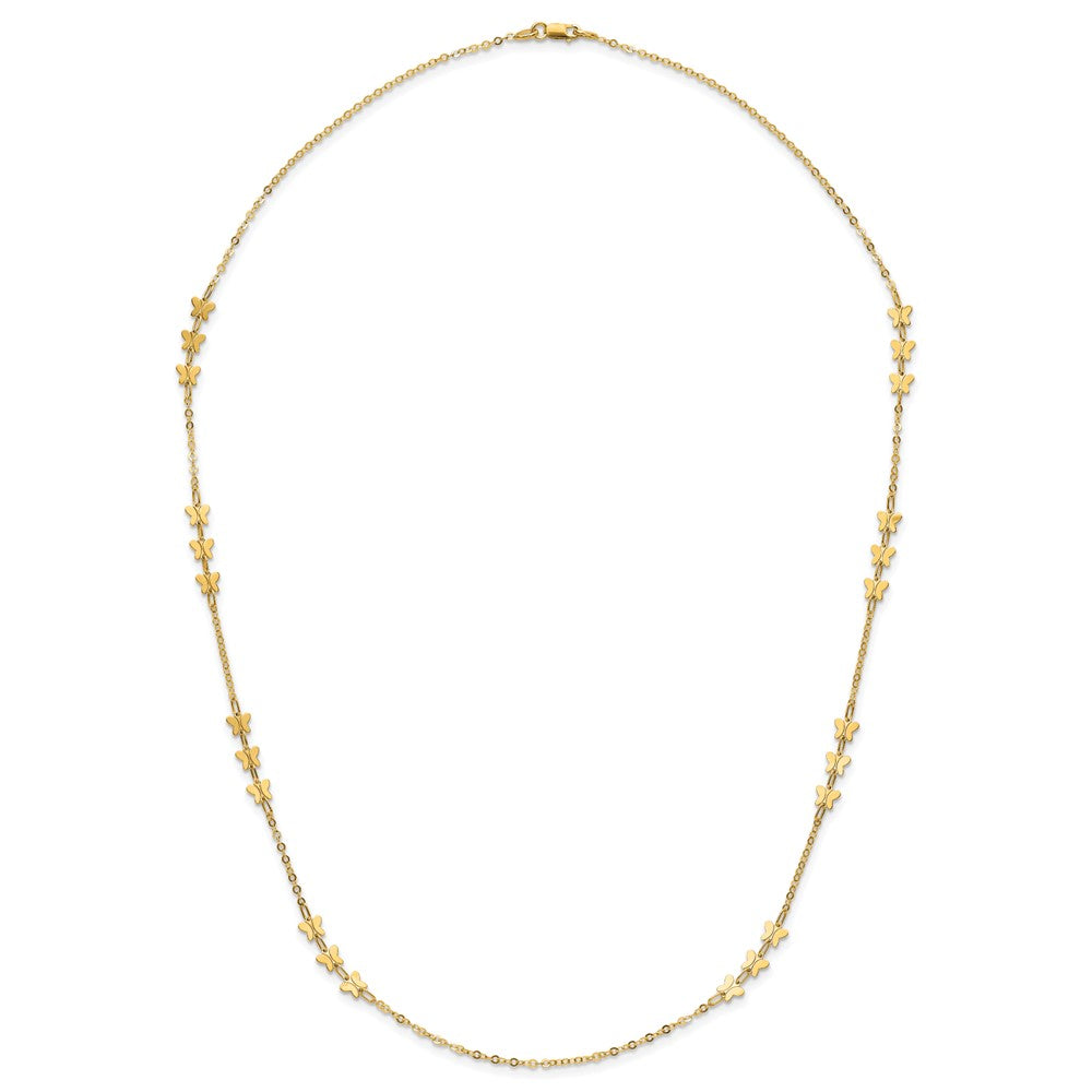 14K Yellow Gold Polished Butterfly Necklace