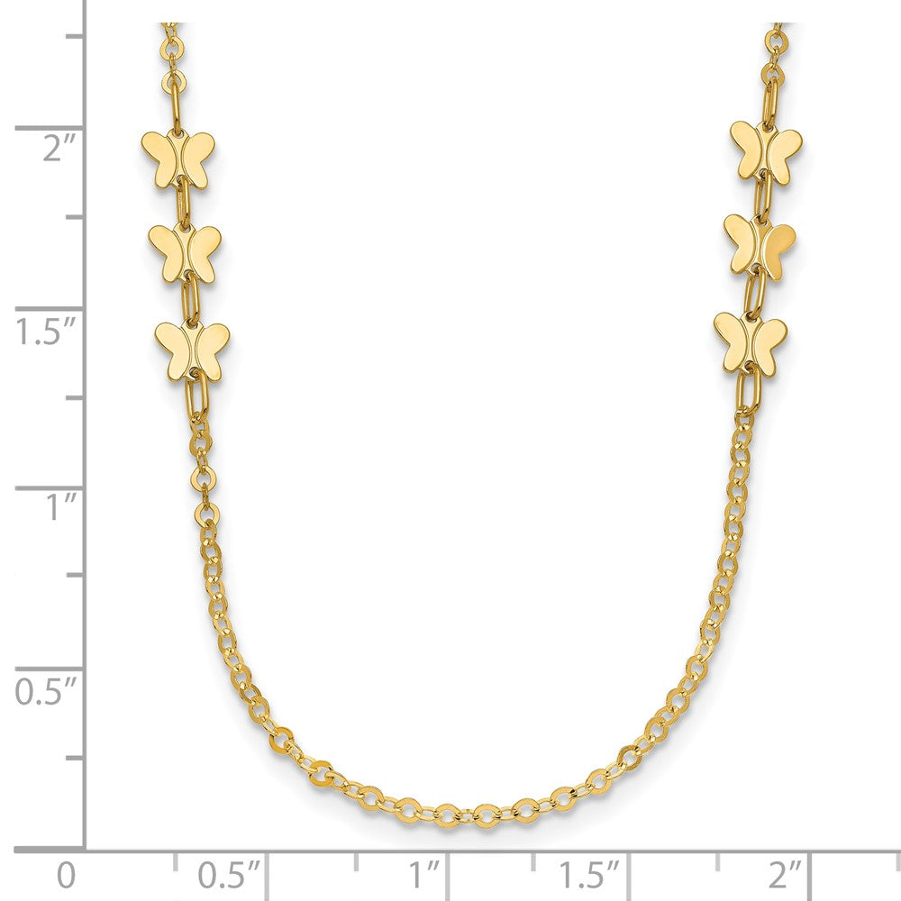 14K Yellow Gold Polished Butterfly Necklace