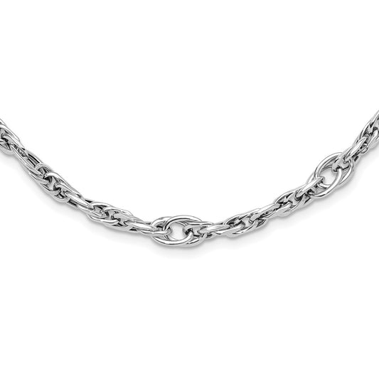14K White Gold Polished Link Necklace