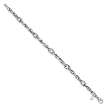 14K White Gold Polished Link Bracelet