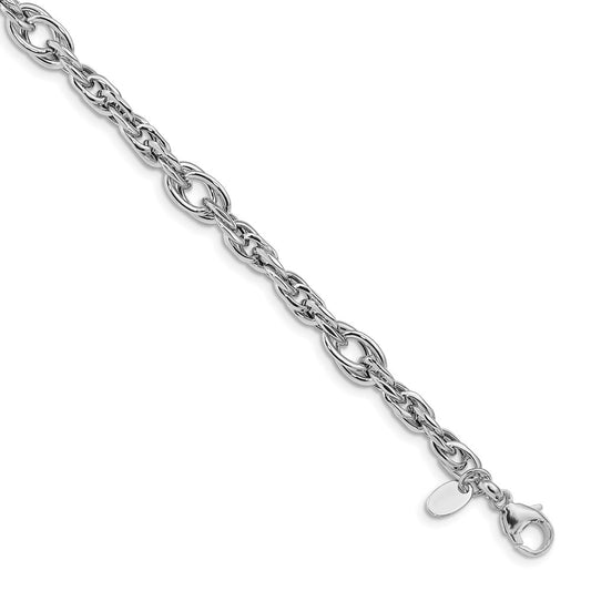 14K White Gold Polished Link Bracelet