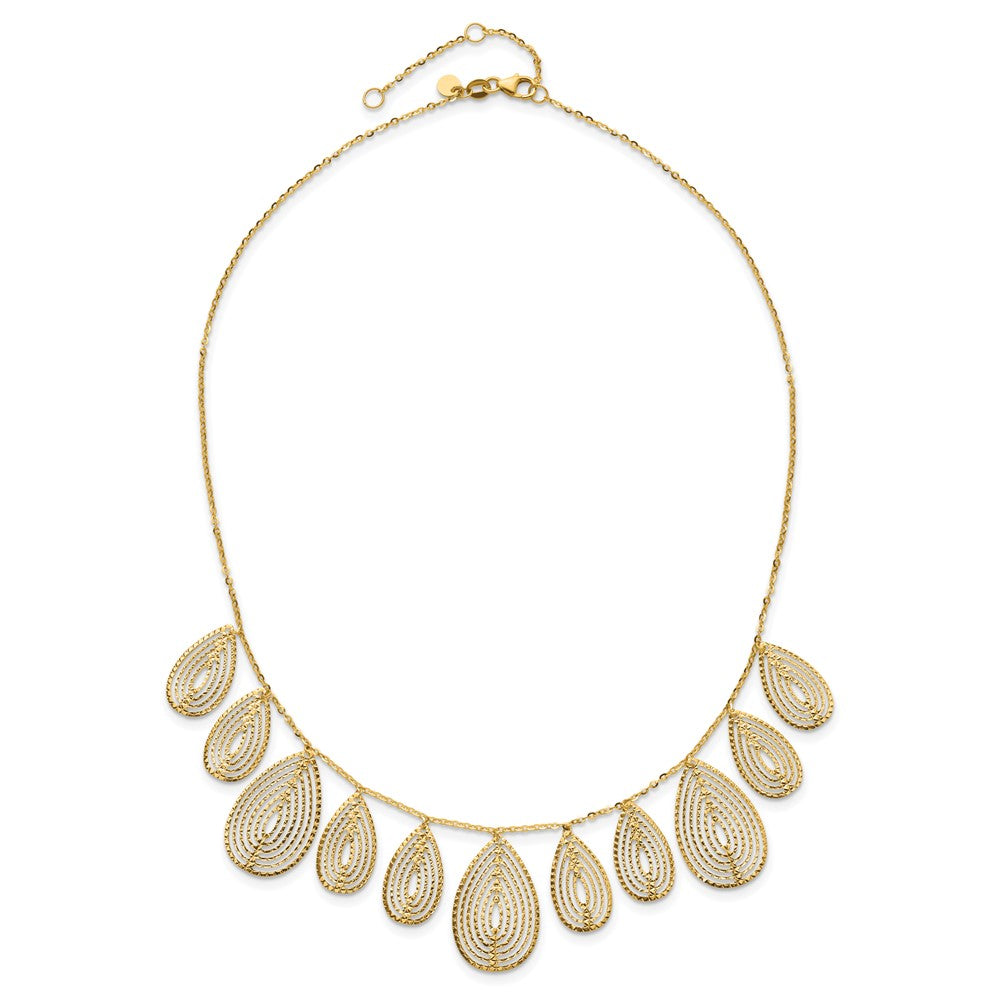 14K Yellow Gold Polished D/C W/ 2In Ext. Necklace