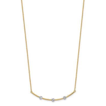 14K Two Tone D/C Bar Necklace