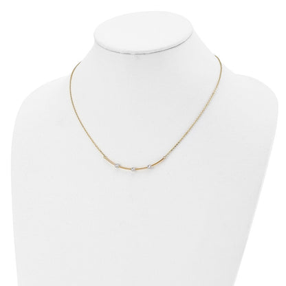14K Two Tone D/C Bar Necklace