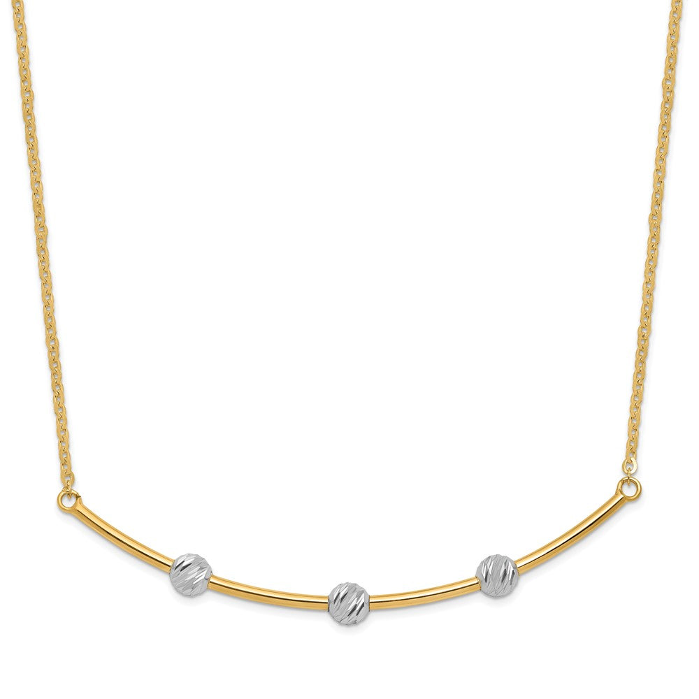 14K Two Tone D/C Bar Necklace