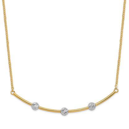 14K Two Tone D/C Bar Necklace