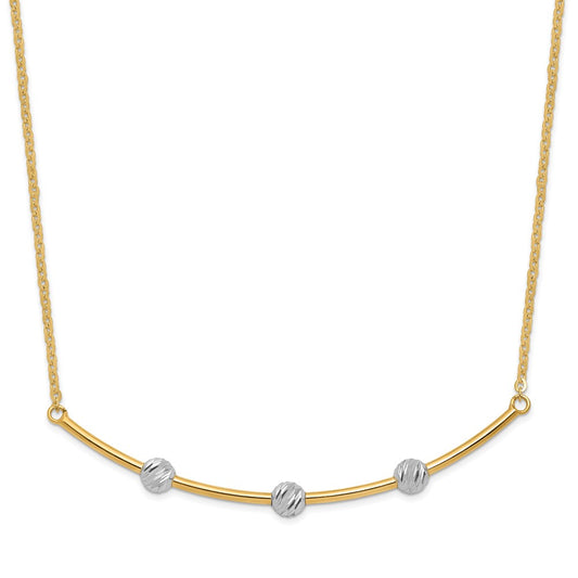 14K Two Tone D/C Bar Necklace