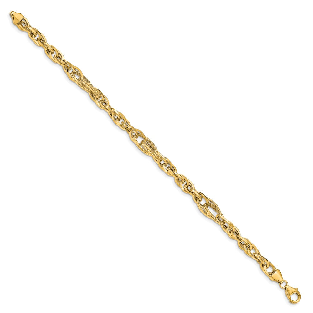 14K Yellow Gold D/C Fancy Link Bracelet