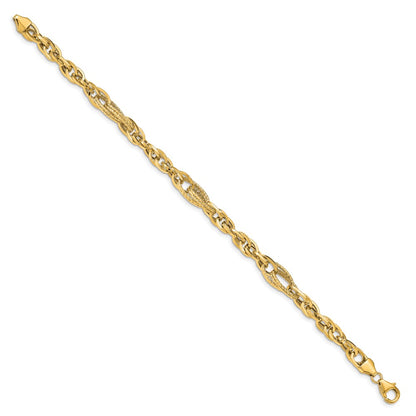 14K Yellow Gold D/C Fancy Link Bracelet