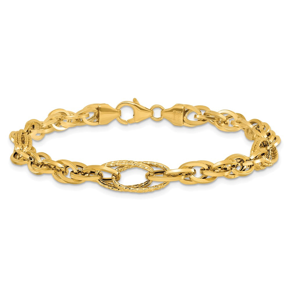 14K Yellow Gold D/C Fancy Link Bracelet