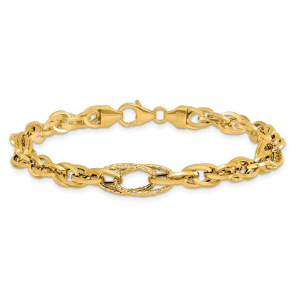 14K Yellow Gold D/C Fancy Link Bracelet