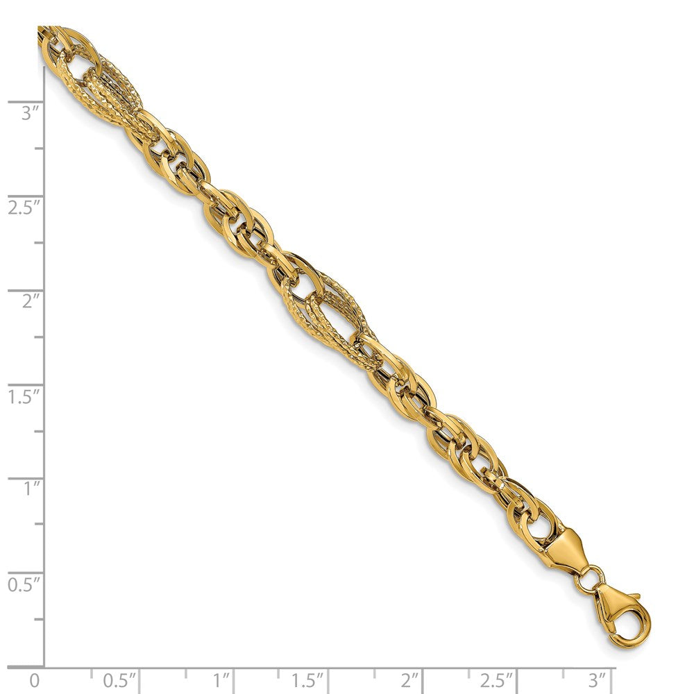 14K Yellow Gold D/C Fancy Link Bracelet