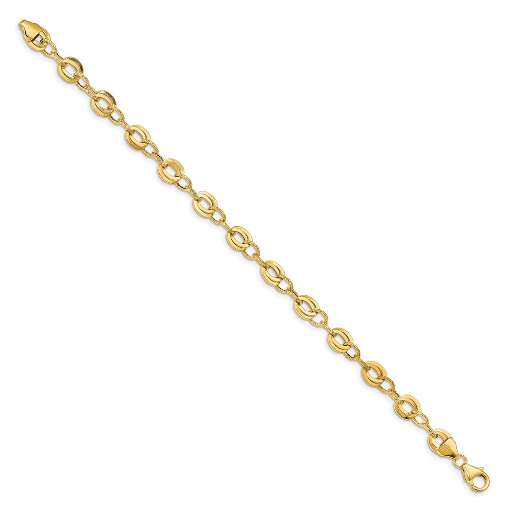 14K Yellow Gold D/C Fancy Link Bracelet