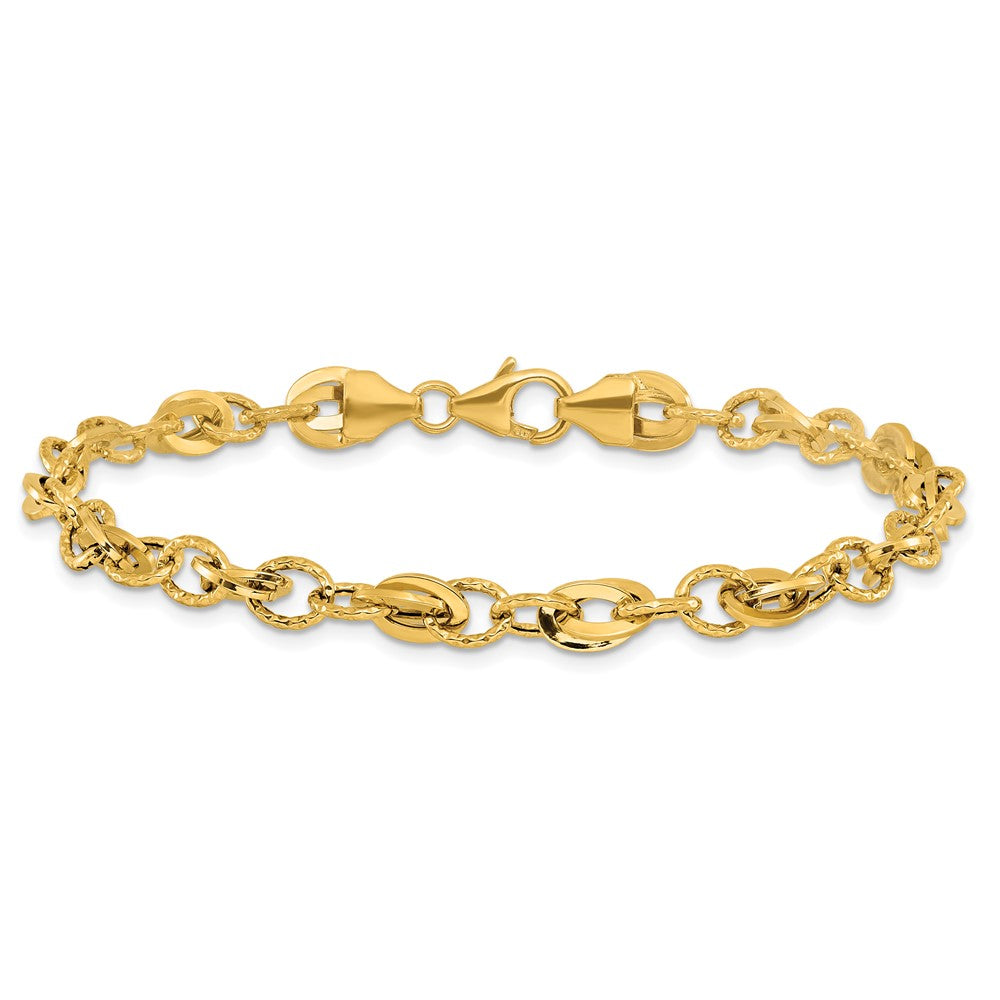 14K Yellow Gold D/C Fancy Link Bracelet