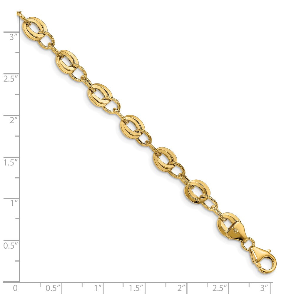 14K Yellow Gold D/C Fancy Link Bracelet
