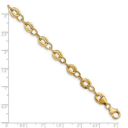 14K Yellow Gold D/C Fancy Link Bracelet