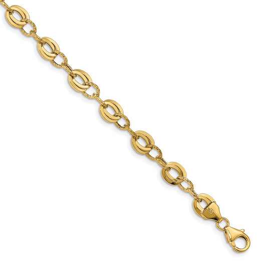14K Yellow Gold D/C Fancy Link Bracelet
