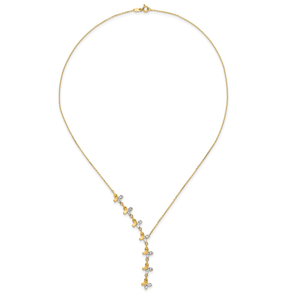 14K Yellow & Rhodium Plated Polished D/C Butterfly Necklace