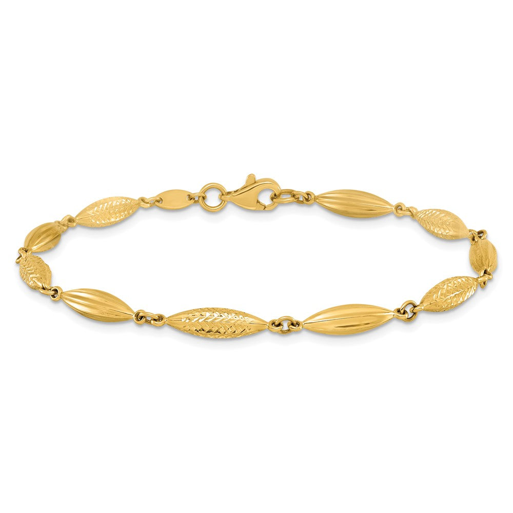 14K Yellow Gold Polished D/C Fancy Link Bracelet