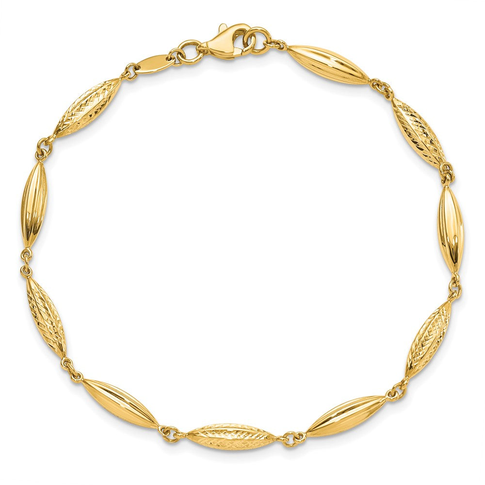14K Yellow Gold Polished D/C Fancy Link Bracelet